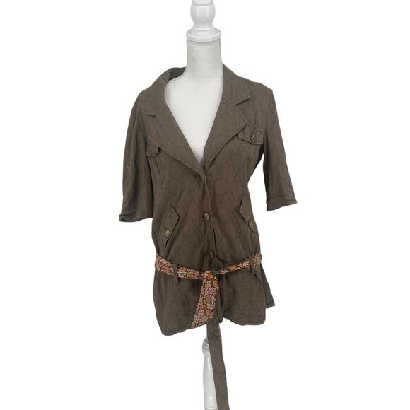 Free People Brown Short Sleeve Safari Utility Button Down Tunic 12 - Picture 1 of 8